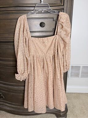 Storia Blush Pink Mini Dress with Gold Foil Accents